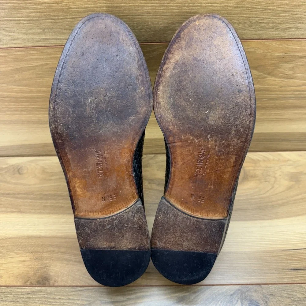 ET Wright Masters Collection Woven Loafers Mens 8 EE Black Leather Perf Modern